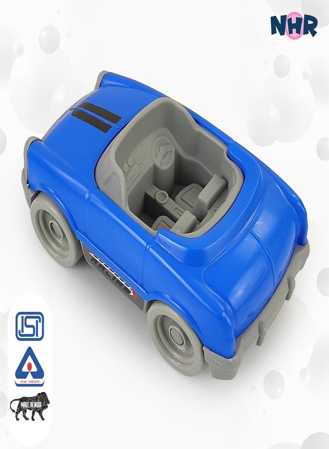 NHR Dinky Plastic Toy Car Pull & Push Vehicle Racing Toy Cars Play Set Toddlers Car Toys Pullback Mini Cars Toys for Kids up to 3 Years (Blue) - Image 2